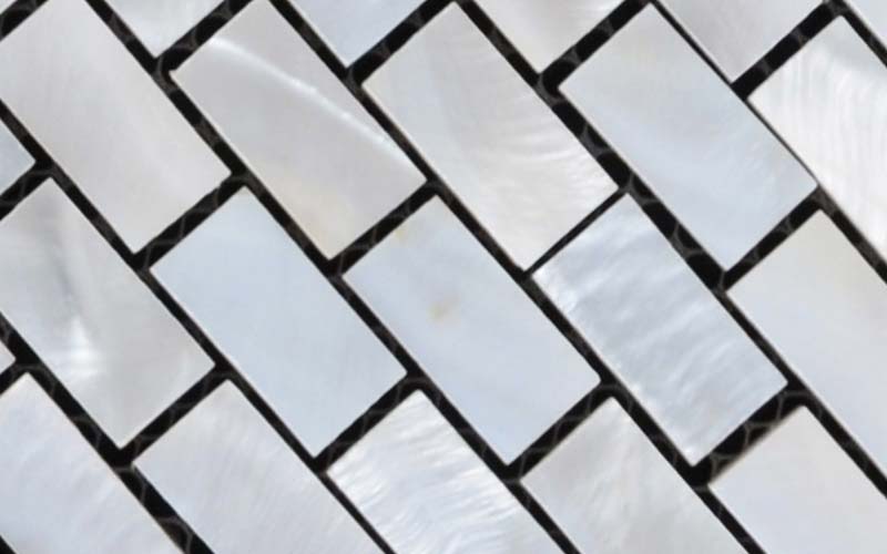 enlarged photo of white shell tile mother of pearl mosaic - st055
