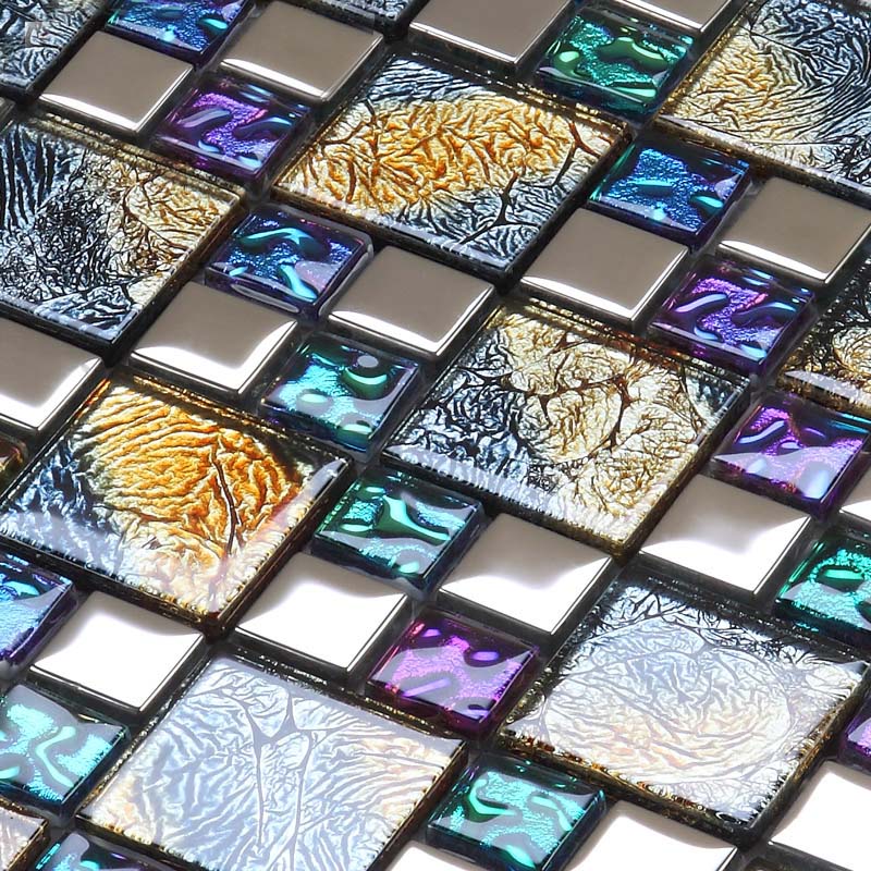 crystal glass tile glazed vitreous mosaic wall tiles - D1391