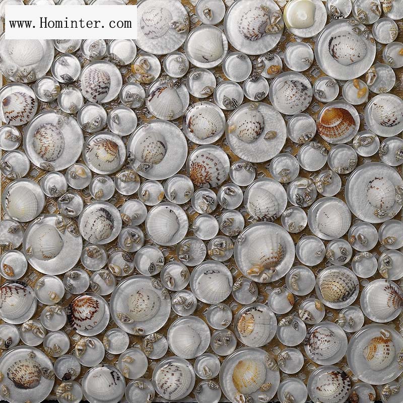 crystal pebble glass tile shell mosaic wall tiles - 619